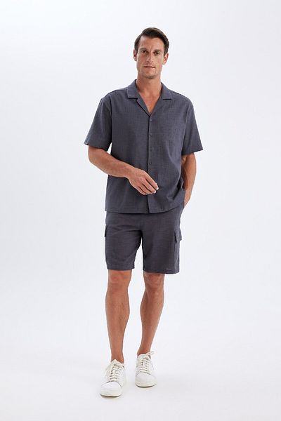 DeFacto Relax Fit Kurzarmhemd aus Baumwolle mit Polokragen D4540AX24SM