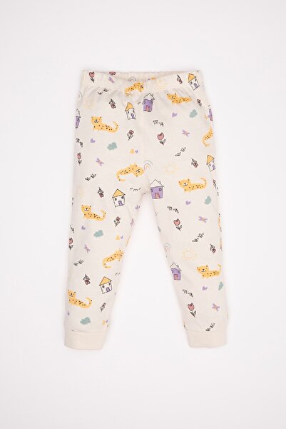 DeFacto Patterned Combed Cotton Baby Girl Pajama Set - Long Sleeve, Top Elastic Waist, Long Bottom D3620A524Wn