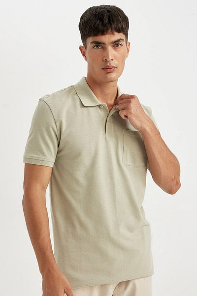 DeFacto Neues, normales, kurzärmliges Pike-Basic-Polo-T-Shirt D4610ax24sm