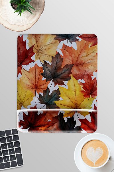 qoeuyl boutique Autumn Leaves No:4 Gamer Gaming Rectangle Wrist Support Mousepad