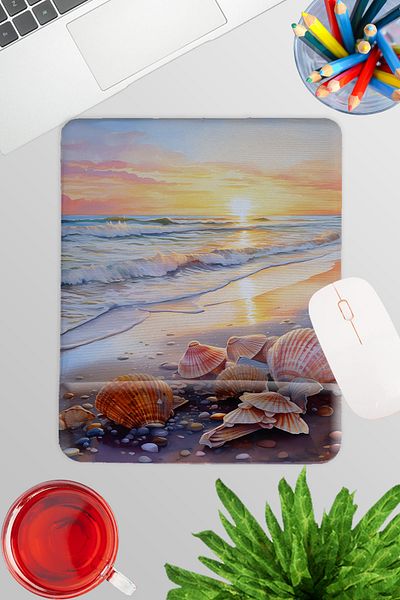 qoeuyl boutique Sunset Coast Printed No:1 Player Gaming Rectangular Wrist Supported Mousepad