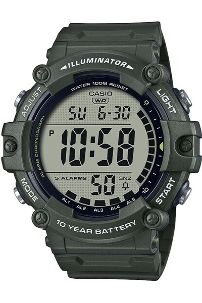 Casio Brand Digital with Calendar,Lighting,Silicone Cord Green Color Sport Men Wrist Watch