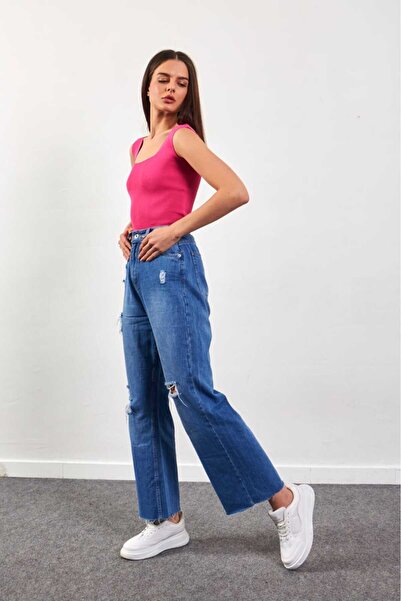 Mrs.idea Women's Square Neck Thick Strap Slim Knitwear Undershirt