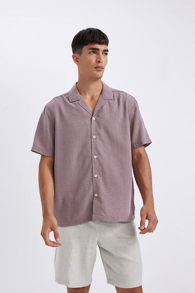 DeFacto Relax Fit Basic Solid Kurzarmhemd mit Polokragen D4541ax24sm