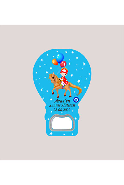 WMTasarim Sünnet Magneti Atlı ve Çocuklu Mavi Temalı Balon Açacak Magnet (Jel...