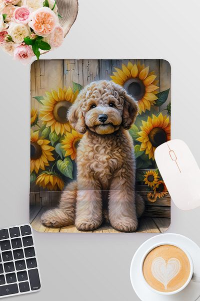qoeuyl boutique Cute Breed Dogs Printed Gamer Gaming Rectangle Mousepad with Wrist Rest