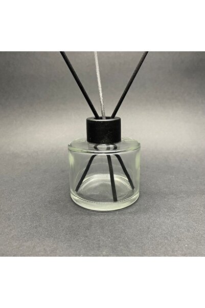 junibeliw Silindir Cam Şişe Siyah Kapaklı Fiber Çubuklu BOŞ Banyo Tuvalet Oda...