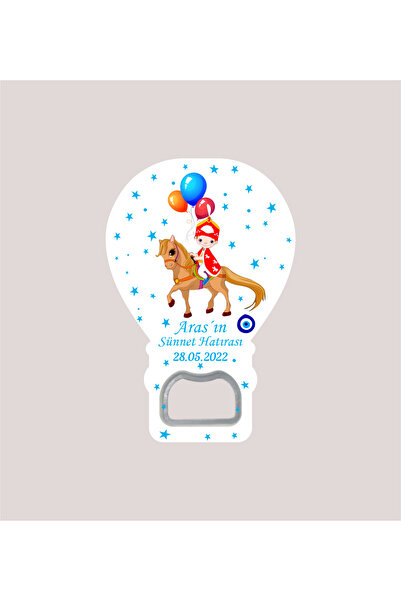 WMTasarim Sünnet Magneti Atlı ve Çocuklu Temalı Balon Açacak Magnet (Jelatin ...