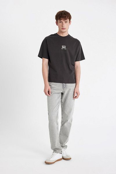 DeFacto Oversize Wide Fit Crew Neck Printed Short Sleeve T-Shirt D4174Ax24Sm