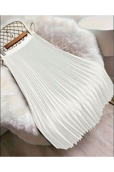 nimet tekstil Pleat Skirt Leather Look Modesty Suit