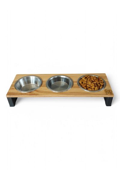 Okay Elevated Cat Bowls with 3Stainless Steel Bowl for Small Cats and Puppies 10 °   Inclined