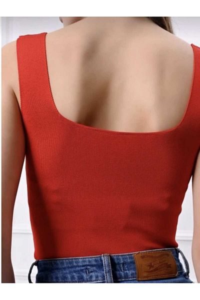 Mrs.idea Women's Square Neck Thick Strap Slim Knitwear Undershirt
