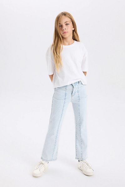 DeFacto Pantaloni evazați pentru fete, cu buzunare spaniole, D3523A824WN