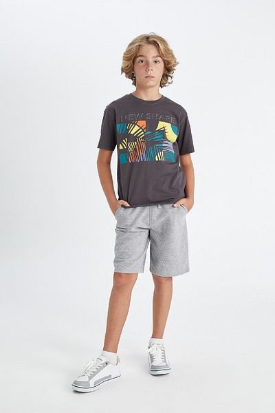 DeFacto 2-teiliges Set für Jungen, bedrucktes Kurzarm-T-Shirt und Shorts D3926a824hs