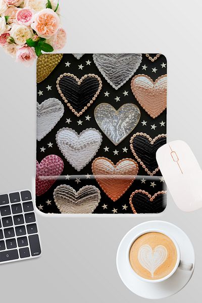 qoeuyl boutique Retro Heart No:2 Printed Gamer Gaming Rectangular Mousepad with Wrist Support