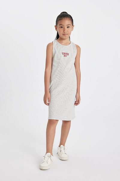 DeFacto Ärmelloses, geripptes, bedrucktes Camisole-Kleid für Mädchen - D4106A824HS