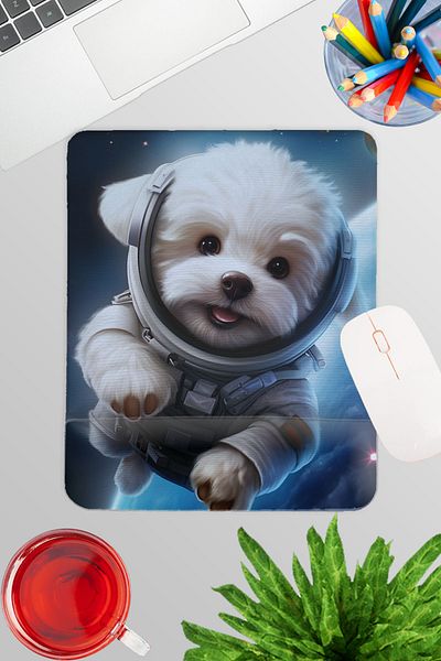 qoeuyl boutique Cute Astronaut Dogs No:2 Gamer Gaming Ορθογώνιο ποντίκι με υποστήριξη καρπού