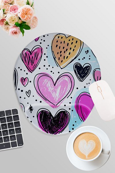 qoeuyl boutique Retro Heart No:1 Printed Gamer Gaming Oval Wrist Support Mousepad