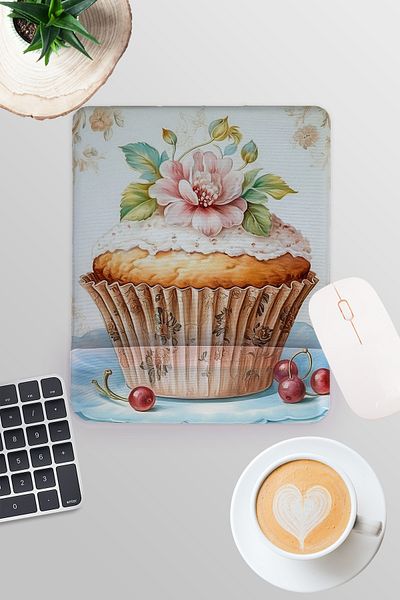 qoeuyl boutique Vintage Muffin Printed Gamer Gaming Ορθογώνιο Mousepad με υποστήριξη καρπού
