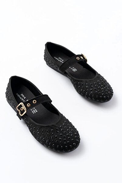 Budi Dm-6020 Black Trock Helmet Buckle Daily Women's Ballerinas