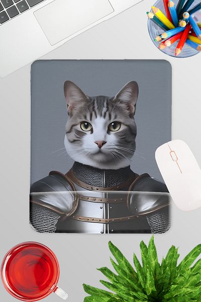 qoeuyl boutique Pisici în costum medieval No:6 Mousepad dreptunghiular pentru gaming cu suport pentru încheietura mâinii