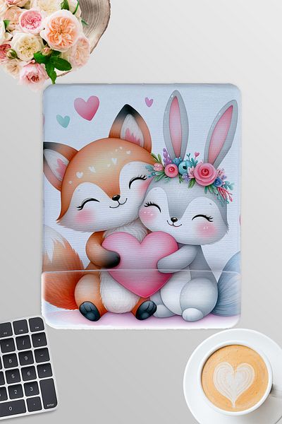 qoeuyl boutique Cute Animals No:3 Printed Gamer Gaming Ορθογώνιο ποντίκι με υποστήριξη καρπού