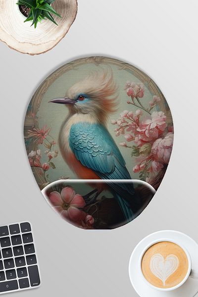 qoeuyl boutique Vintage Bird Themed No:1 Gamer Gaming Οβάλ ποντίκι με υποστήριξη καρπού