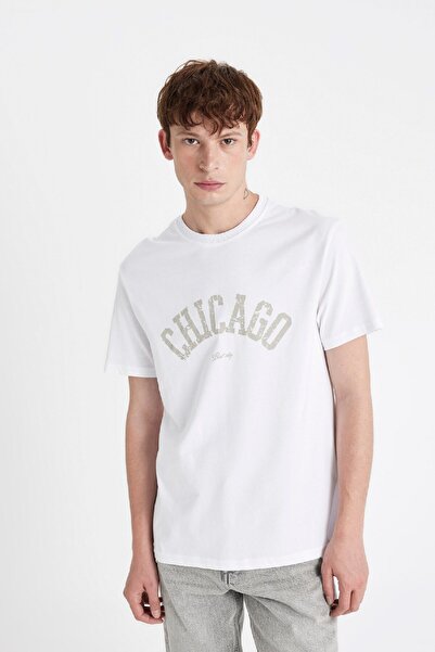 DeFacto Bedrucktes T-Shirt mit Rundhalsausschnitt und normaler Passform - D4768ax24sm