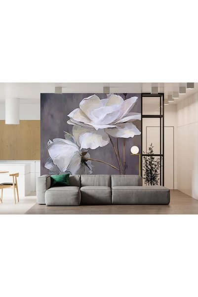 Dekoros Kampanyalı Duvar Kağıdı Beyaz Güller Tek Parça Duvar Kağıdı P0021, 250 x 260