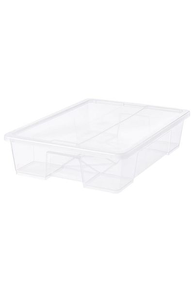 IKEA SAMLA Box with Lid, Transparent, 79x57x18 cm, 55L – Durable Storage Solution