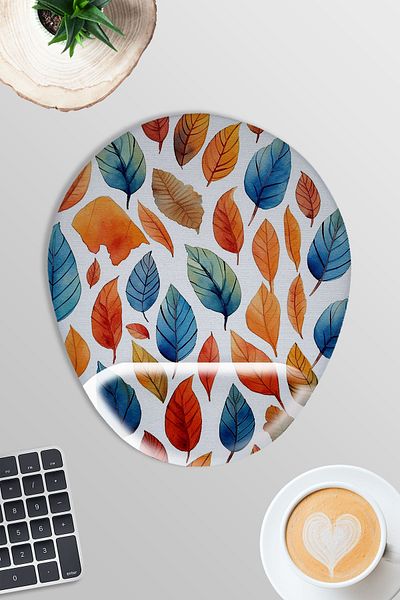 qoeuyl boutique Autumn Leaves No:3 Gamer Gaming Oval Wrist Support Mousepad