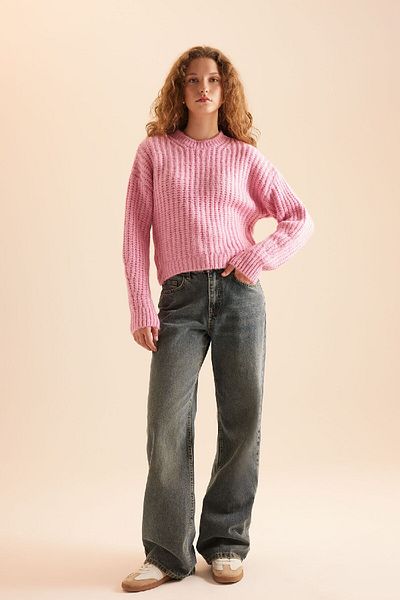 DeFacto Übergroßer Strickpullover mit Rundhalsausschnitt – breite Passform V1811azns