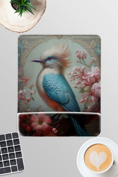 qoeuyl boutique Vintage Bird Themed No:1 Gamer Gaming Rectangular Mousepad with Wrist Support