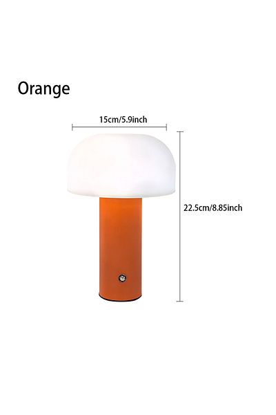Choice Orange New Mushroom Lamp LED Charging Table Lamp 3-colors Dimming Desk Lamp Mushroom Night Light for