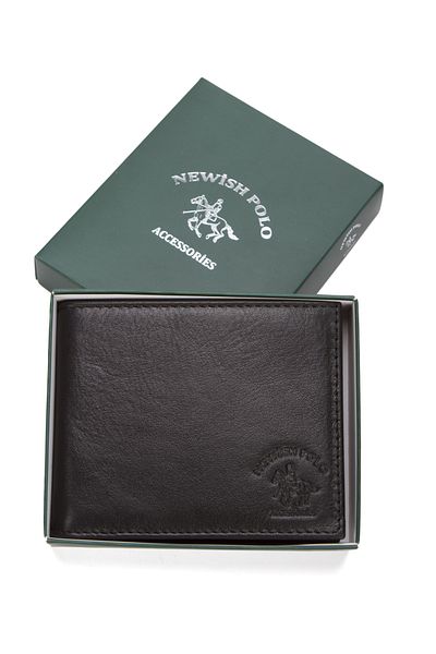 Newish Men's Black Genuine Leather Wallet with Coin Compartment and Card Holder