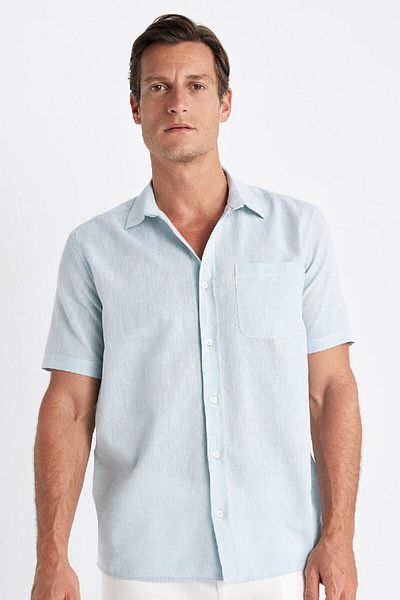DeFacto Regular Fit Summer Polo Neck Basic Plain Short Sleeve Shirt D4497Ax24Sm