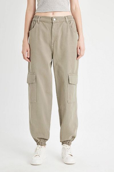 DeFacto Cool Jogger Pants Gabardine Fabric Normal Waist Basic Straight Cargo Pocket B0454Ax24Au