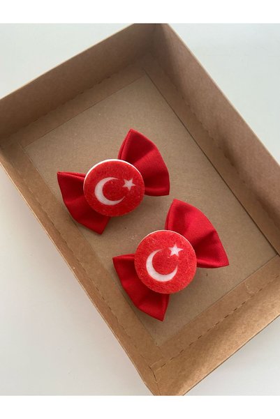 Stil Tasarım Toka Bayraklı Kırmızı Toka 2 li