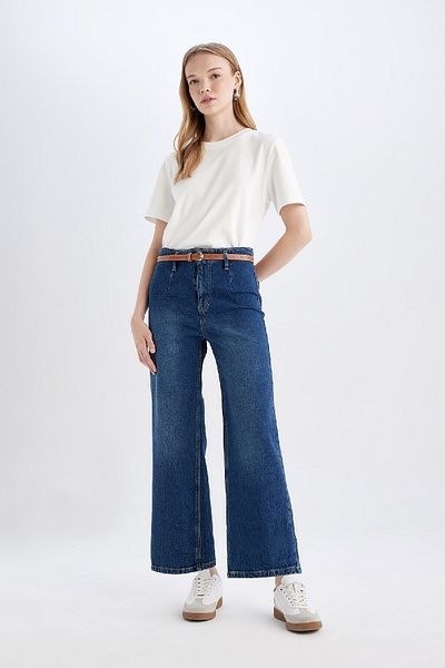 DeFacto Kurze Jeans mit hoher Taille und weitem Bein – Culotte D4325ax24au