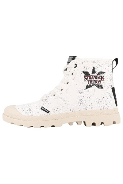 Palladium Damen High Sneaker Pampa Hellfire Stranger Things High Top 74497-180-m Creme Cream White Baumwolle