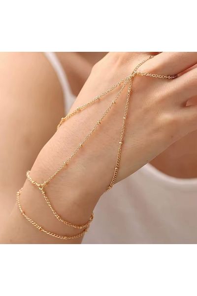Girift Vintage Vega Gold Şahmeran Hand Jewelry - Hand Accessory