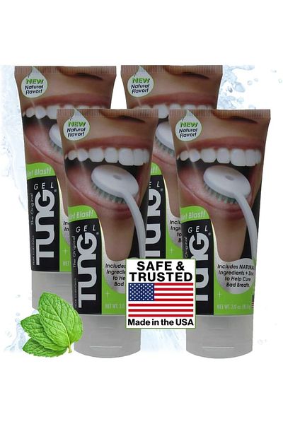 Tung Tong Natural Tongue Cleaner Gel, Refreshing Mint Flavor, BPA Free & Odor Eliminating, 85g, 4 Pack