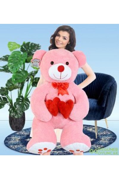 Pandamkee 130 Cm Plush Bear Holding a Double Heart (100%) Domestic