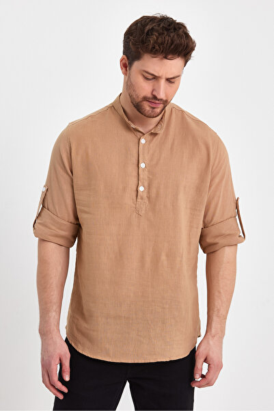 Weyeze Πουκάμισο Judge Collar Βαμβακερό μισό πουκάμισο AE-Y13009LNS