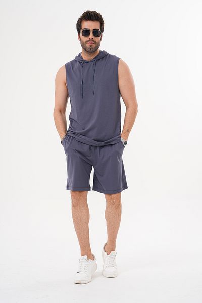 ACTIVE MODA -Men's Smoke Color Athlete Athlete-Shorts Bottom Top Set