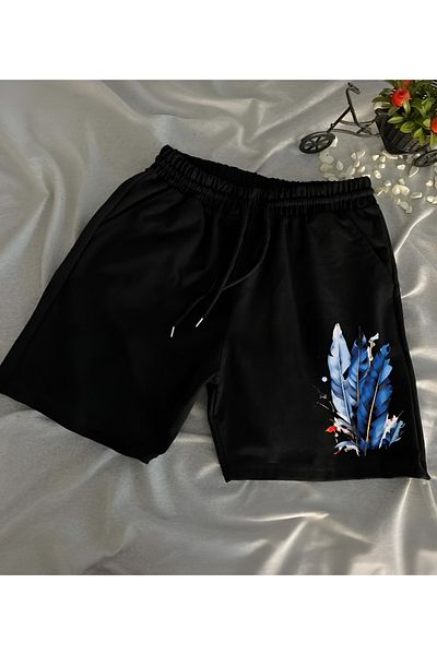 belean Μπλε σορτς Unisex με στάμπα Lycra Flexible Single Jersey Χτενισμένο ύφασμα Αδιάβροχο