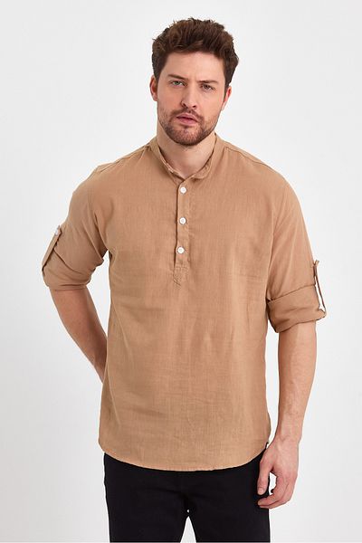Weyeze Πουκάμισο Judge Collar Βαμβακερό μισό πουκάμισο AE-Y13009LNS