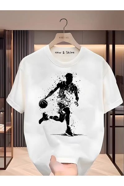 New Shine 1 μπλουζάκι δώρο για αγορές 6 και άνω στο καλάθι - Μπλουζάκι με στάμπα μπάσκετ μεγάλου μεγέθους