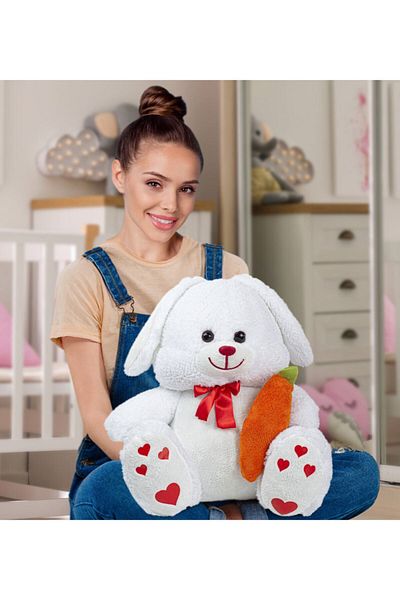 Pandamkee Cute 80 cm Rabbit Holding a Carrot in Her Hand
