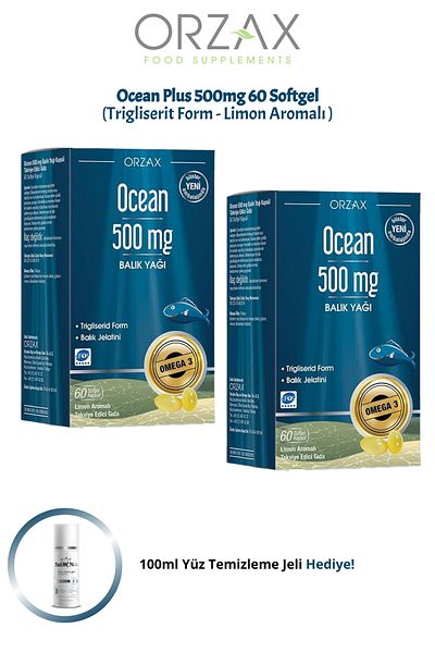 Ocean   Omega-3 Lemon Flavored Softgel 2 Pieces + 100ml Facial Cleansing Gel Gift